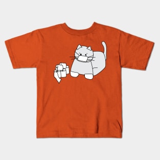 Corona Cat White Gloves Orange Back Kids T-Shirt